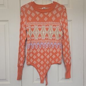 Orange Patterned Bodysuit